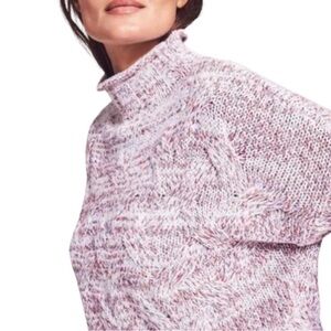 Faherty Jem Chunky Cable Knit Mock Neck Sweater Marled Confetti